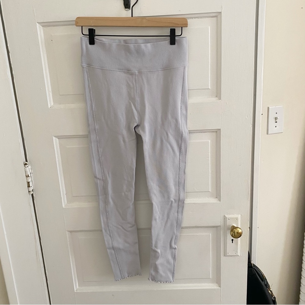 harmony and balance periwinkle blue ribbed leggings size l large